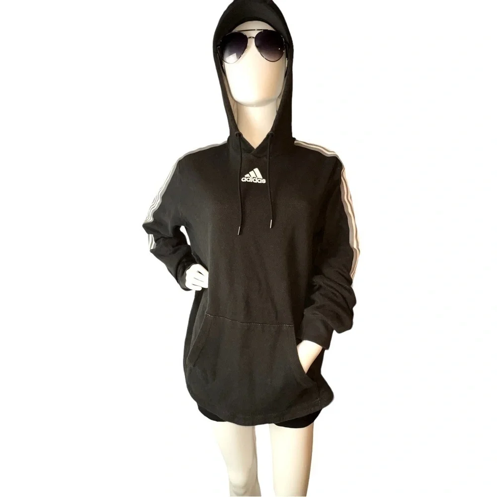 Adidas Pullover Sweatshirt Hoodie in Mottled Black